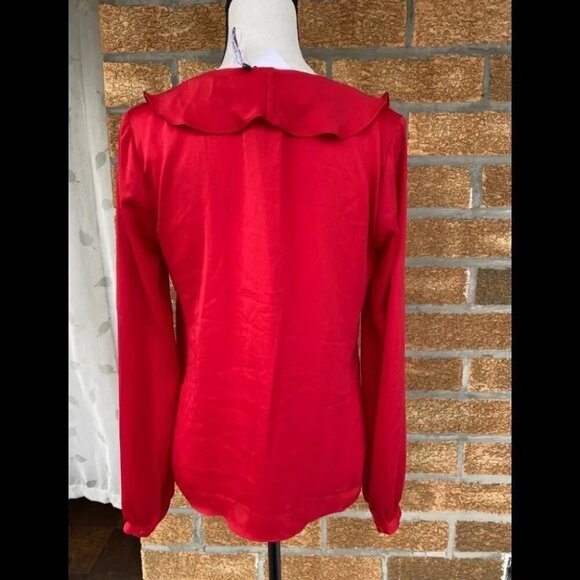 L'Academie The Ruffle Boho Blouse Cabernet small - Picture 6 of 10